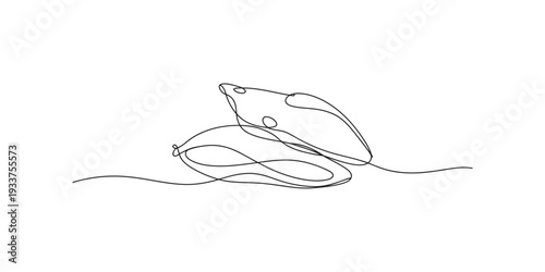 Minimalist continuous line drawing of a Snow peas sitting on a white background