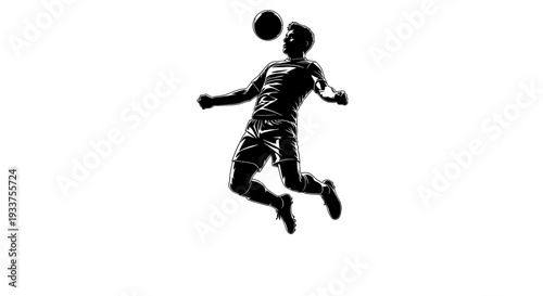 Soccer Player Jumping to Head Ball - Silhouette