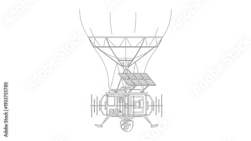 Airship innovation: Detailed blueprints showcase the innovative design of an airship with advanced solar panel technology, emphasizing sustainability and futuristic transport.