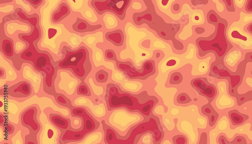 Abstract topographic map pattern in warm red and yellow tones