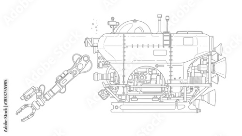 Ocean Explorer: A detailed illustration of a submersible, designed for deep sea exploration. Showcasing its advanced technology. 