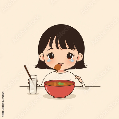 girl eating bakso