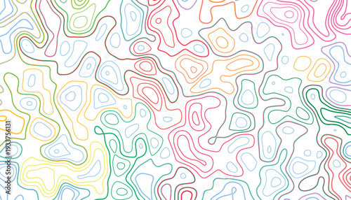Colorful abstract contour lines on white background