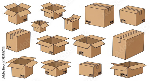 Collection of Cardboard Boxes Various Sizes.