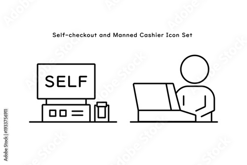 セルフレジと有人レジをイメージしたアイコンセット