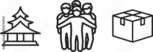 Food Service Restaurant Business Line Icon Set