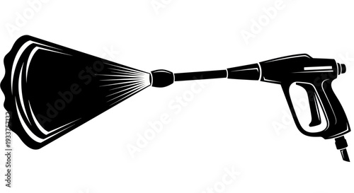 High-Pressure Washer Spraying Water Jet, Cleaning Tool Icon Silhouette
