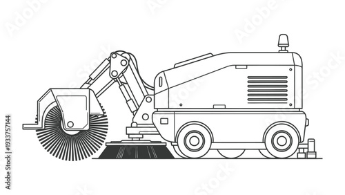 Street Sweeper Machine: This illustration features a detailed depiction of a street sweeper, designed to efficiently clean city streets. It embodies functionality and engineering.