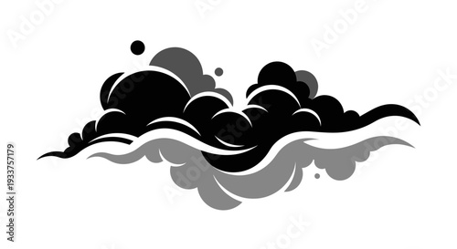 Black and Grey Smoke Cloud Vector Illustration
