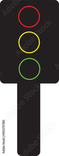 Traffic Light Icon Vector with Red Yellow Green Circles