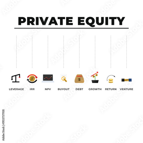 Private Equity Infographic With Financial Icons And Labels