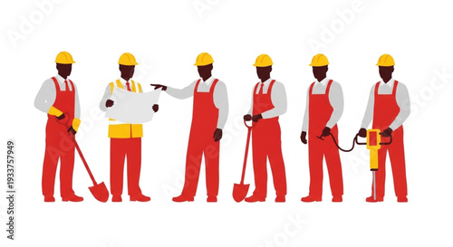 Cleaning Workers in Red Overalls.