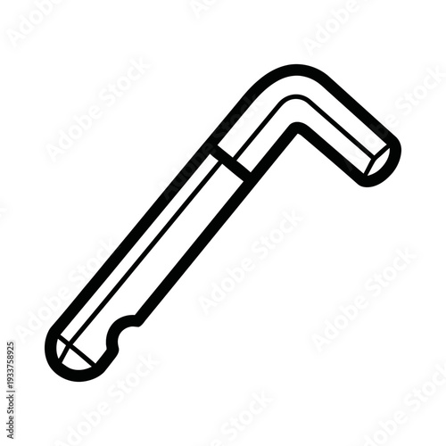 High-quality flat lay of a single black metal paperclip on clean white background, ideal for office, stationery, and design projects.
