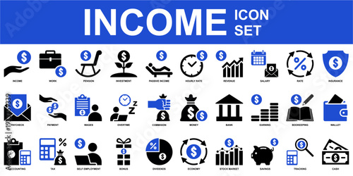 Set income icon vector for finance dashboards. Ideal for symbolizing wealth generation, salary growth, and modern business revenue tracking concepts.