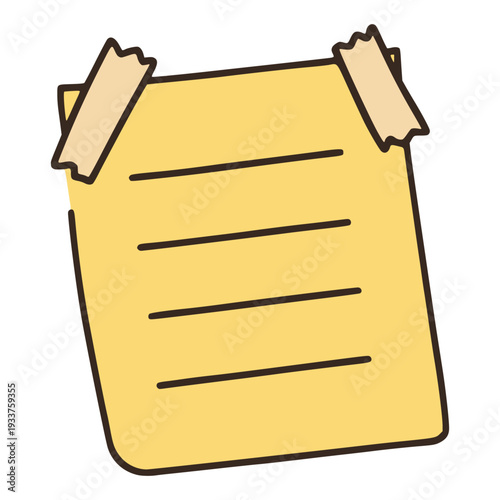 note with tape task priority notice work schedule flat color vector illustration template design