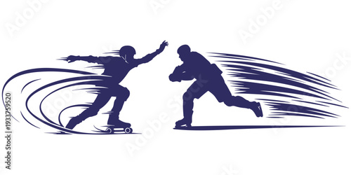 Abstract silhouettes of skaters racing with high speed motion eps 10