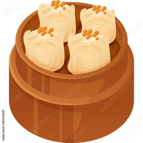 Dim Sum Dumplings in Bamboo Steamer