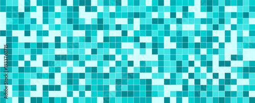 Decorative green ceramic mosaic background. Ideal for swimming themes, bathroom interior, kitchen wall or architectural illustration.