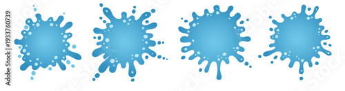 Abstract blue splat, blot and puddle silhouettes with fluid lines. Frame puddle water illustration for banners, backgrounds and creative design.