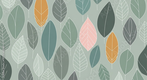 Abstract pattern of stylized leaves in muted earth tones.