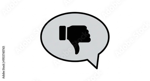 Speech bubble with thumbs down icon inside negative feedback symbol.