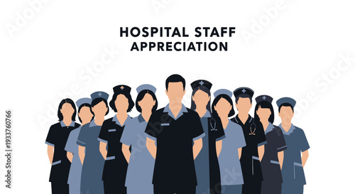 Diverse Hospital Staff Appreciation Vector Illustration