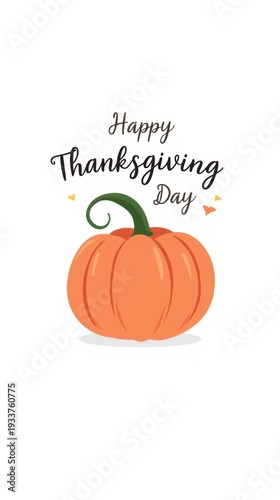 A vibrant pumpkin illustration with a happy thanksgiving day greeting above it.