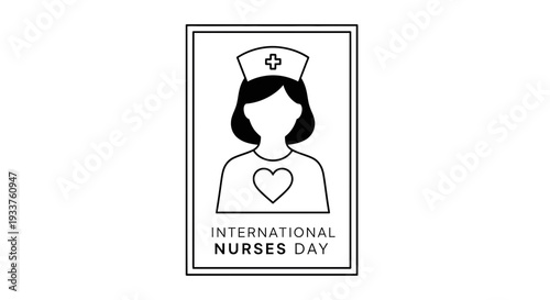 International Nurses Day Icon - Nurse Silhouette with Heart and Cross