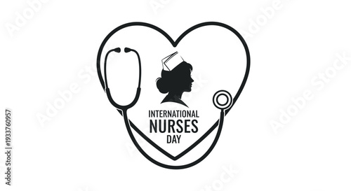 International Nurses Day Heart Silhouette Stethoscope Symbol