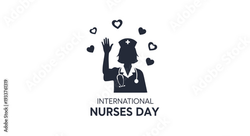 International Nurses Day Silhouette with Hearts