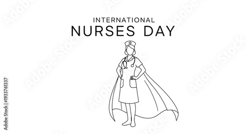 International Nurses Day Superhero Nurse Outline Vector