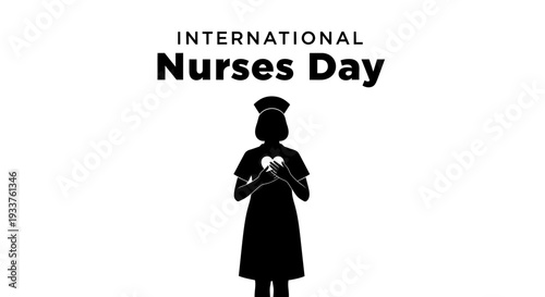 International Nurses Day Silhouette, Nurse Holding Heart Icon