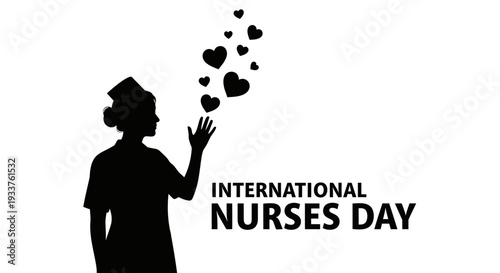 Nurse Silhouette with Hearts - International Nurses Day Celebration