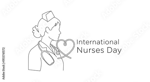 Nurse with Heart Symbol, International Nurses Day Illustration