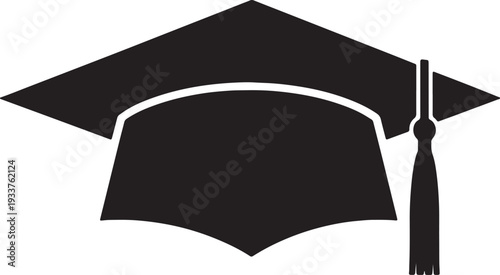 Black graduation cap with tassel on white background also transparent background