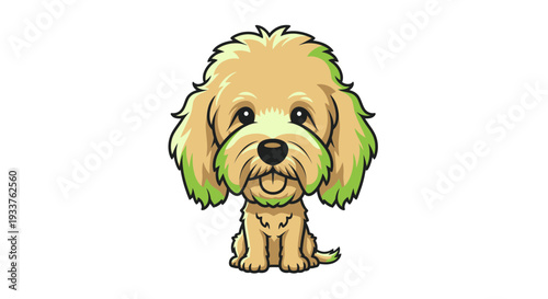 Cute Cartoon Dog with Green Accents