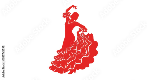 Flamenco Dancer Silhouette in Red Dress