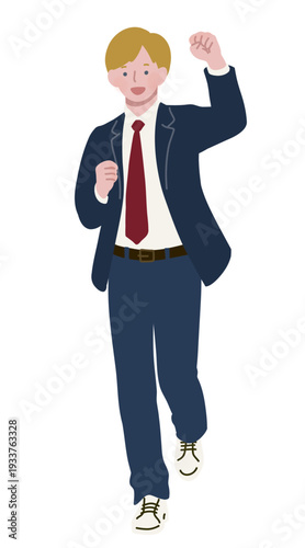 フラットイラスト　金髪の高校生　ブロンズヘアー　留学生