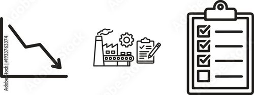 Business Analytics Financial Report Line Icon Set