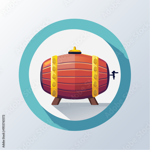 Wooden Barrel Icon A Rustic Symbol of Storage, Brewing, and Traditional Crafts