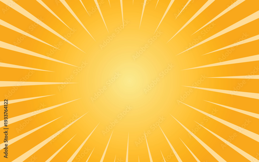 Fototapeta premium Abstract yellow wavy sunburst background with radiating lines