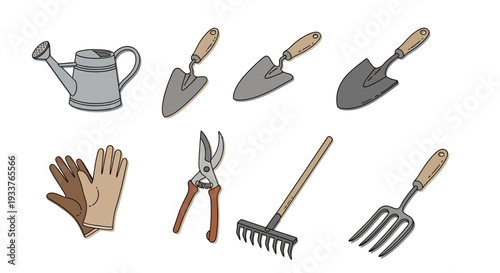 Gardening Tools and Accessories Set.