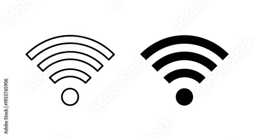 Two Wi-Fi signal icons, outline and filled, represented as black and white vector symbols.
