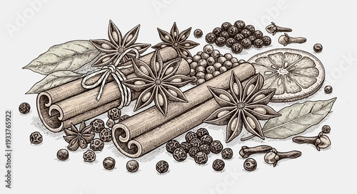 Assorted Spices and Ingredients for Cooking and Baking.