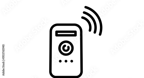 Wireless handheld device illustration emitting signal waves for technology concept.