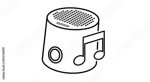 Icon of a speaker with a musical note representing audio technology and playback.