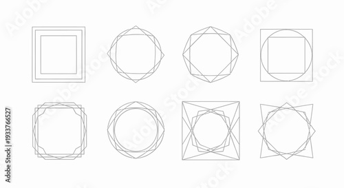 Set of elegant geometric frame designs for luxury branding and decoration.