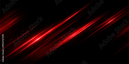 A glowing digital illustration features bright red abstract lines flowing like a motion wave over a dark black texture to create a modern technology wallpaper design