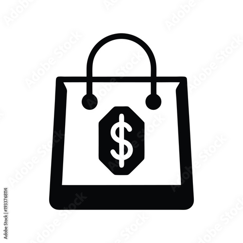 Black depicts a shopping bag featuring a dollar sign icon clearly