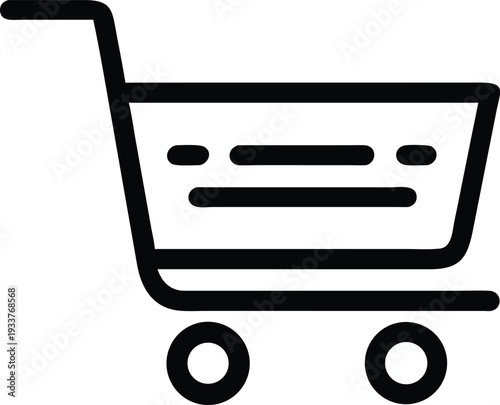 Black outline of a shopping cart with two round wheels is visible here